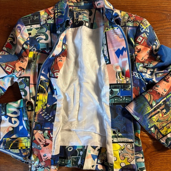 Alberto Makali size 4 bell sleeve comic‎ book cartoon crop jacket - Picture 6 of 10